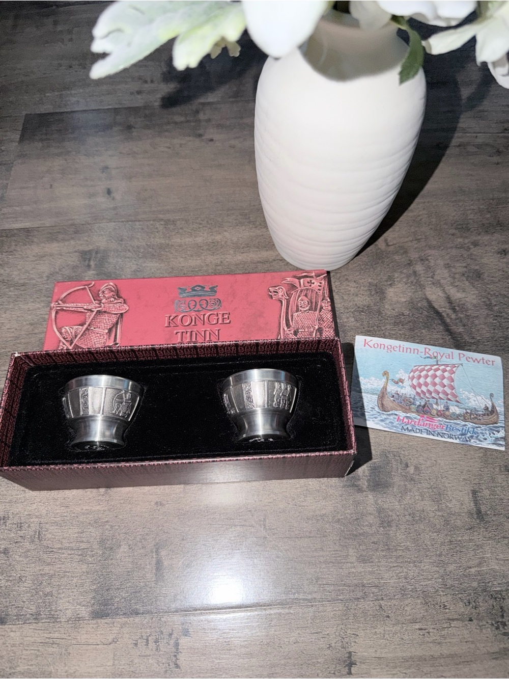 Vintage Silver Pewter Egg Cup Set